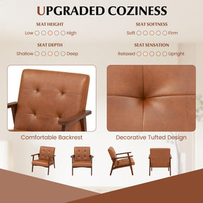 Giantex Mid Century Modern Accent Chair, Living Room Arm Chair with Solid Rubber Wood Frame