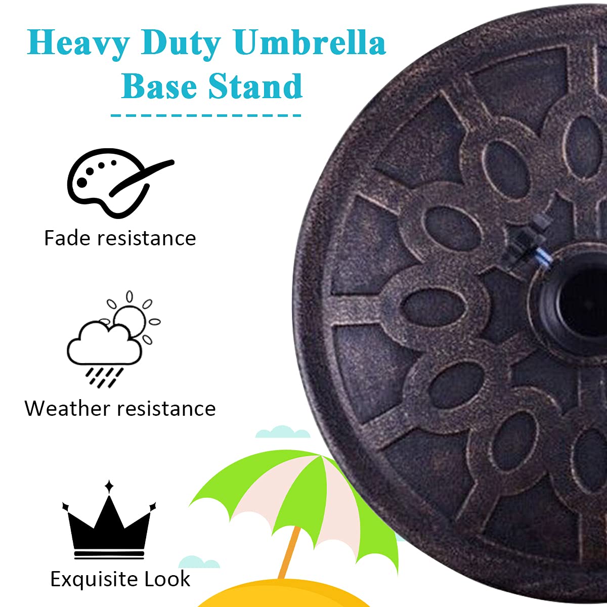 Round Resin Umbrella Base, Outdoor Patio Umbrella Holder