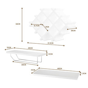Giantex Set of 5 Wall Mounted Wine Rack Set w/Storage Shelves and Glass Holder