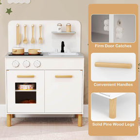 Kids Kitchen Playset, Toddler Pretend Play Kitchen with Light up Stove & Cooking Sounds