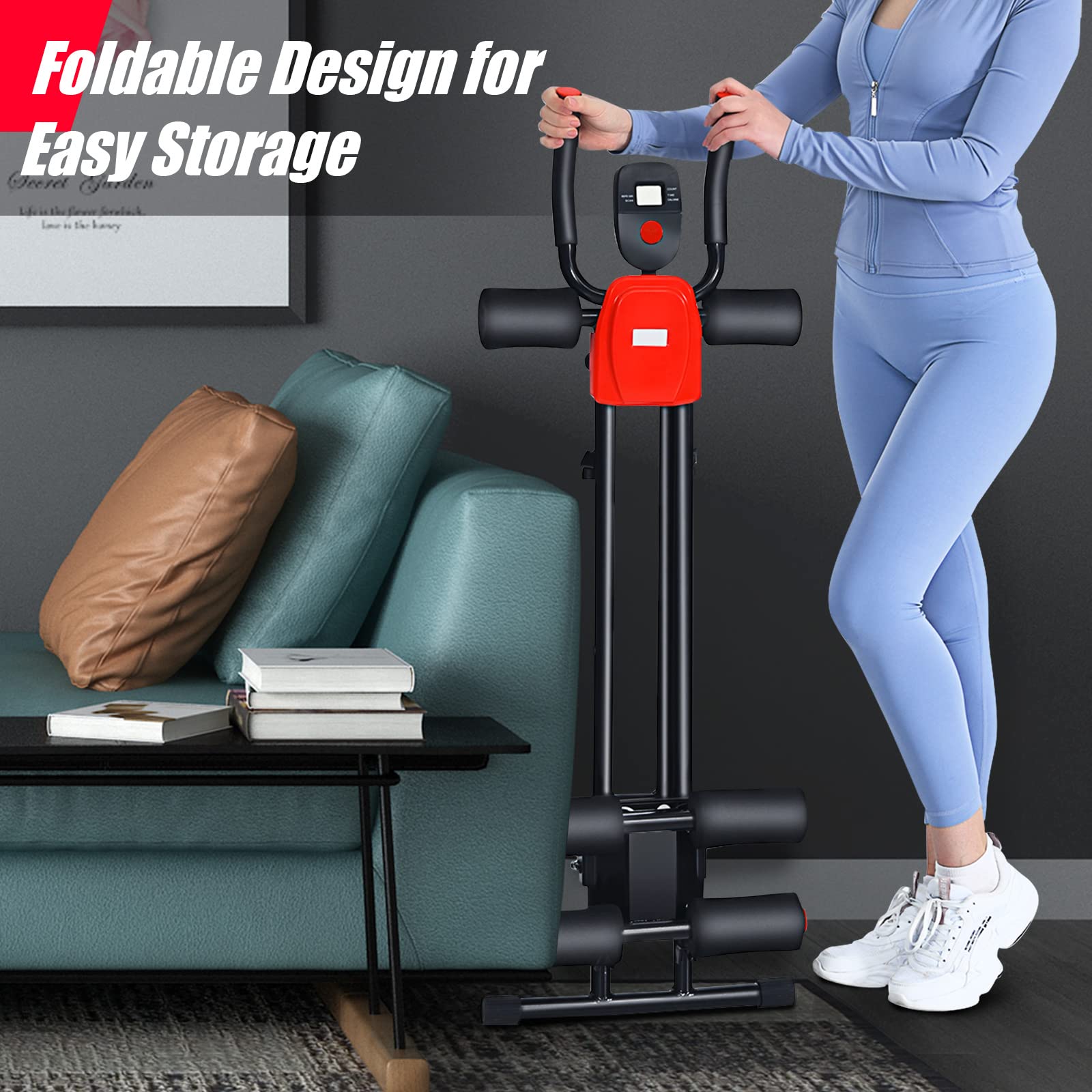 Abdominal Cruncher Machine Foldable Core Abdominal Trainer, AB Workout Machine with 3 Adjustable Levels