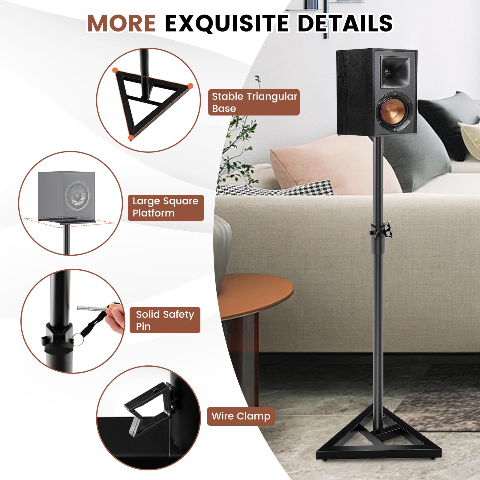 Giantex Adjustable Studio Monitor Stands, Studio Speaker Stands Pair w/Stable Triangular Base