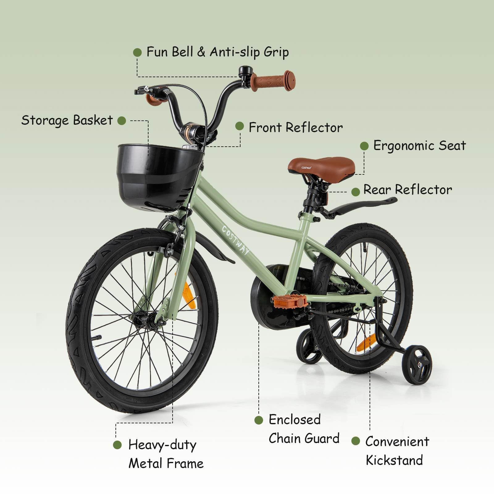 36 cm & 40 cm & 46 cm Kid’s Bike with Training Wheels Adjustable Handlebar & Seat