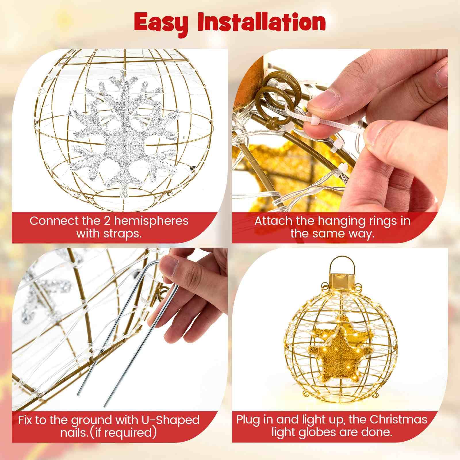 3 Piece Pre-Lit Lantern Balls with 732 Bright LED Lights