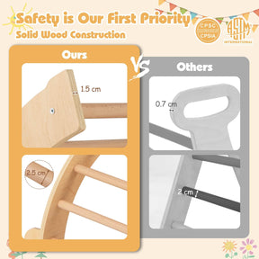 6 in 1 Climbing Arch Playset Wooden Rocker Stoppers Table w/Removable Cushion