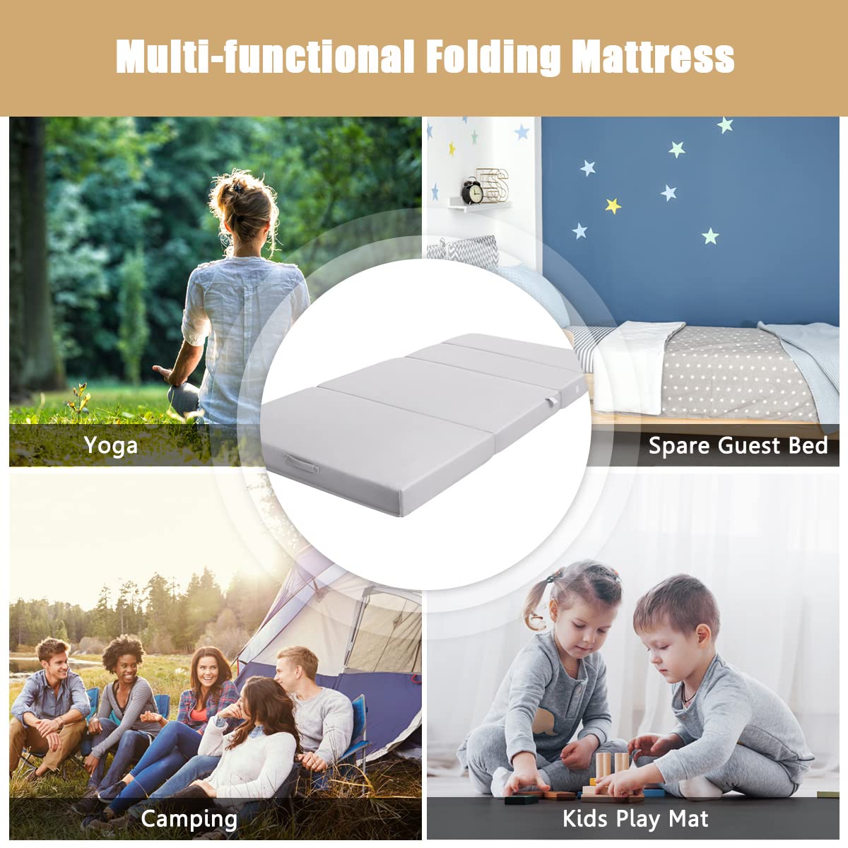 Giantex 10cm Folding Mattress, Portable Sofa Bed Play Mat for Guests Kids