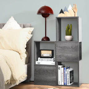 Giantex Wooden 9-Cube Bookcase, Free Combination Bookshelf, Multifunctional Storage Organizer, Grey