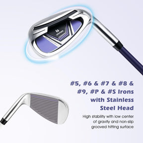 Adults/Junior Complete Golf Club Set, Golf Club Practice Set Lightweight Stand Bag w/Rain Hood