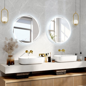 60 x 60 CM Round LED Bathroom Mirror with 3-Color Dimmable Lights