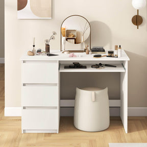 Computer Desk w/ Power Outlet Ketboard Tray & Drawers Workstation Home Office