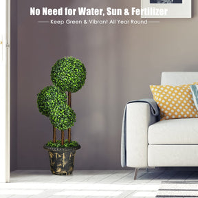 Giantex Topiary Artificial Tree, Fake Greenery Plants w/Realistic Leaves, Decorative Pot