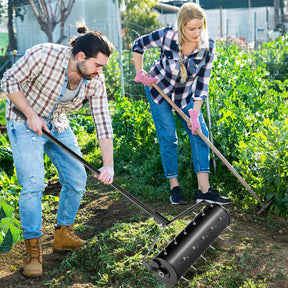 Heavy-Duty Rolling Aerator w/ Lawn Soil Penetrating Spikes & 130 cm Handle
