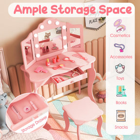 Kids 2-in-1 Vanity Table and Stool Set