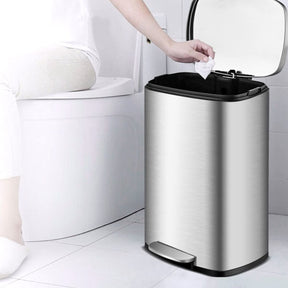 Giantex 50L Pedal Rubbish Bin Stainless Steel Trash Waste Garbage Can Kitchen
