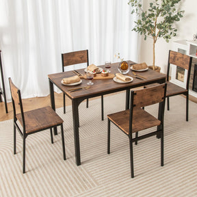 Giantex 5 Piece Dining Table Set, Industrial Style Kitchen Table & Chairs for 4 w/Backrest & Metal Frame