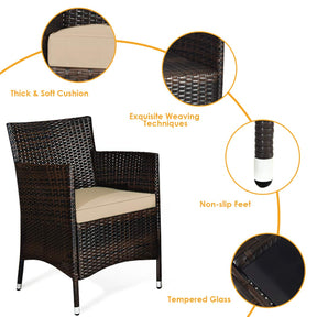 4PCS Outdoor Furniture Setting Garden Patio Wicker Dining Lounge Set Table Chair