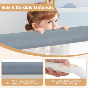 180 x 42 cm Swing Down Baby Bed Guard Rail w/Adjustable Safety Strap Foldable Bed Rail for Toddlers