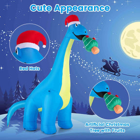 3.1M Christmas Inflatable Lighted Green Dinosaur with Hat