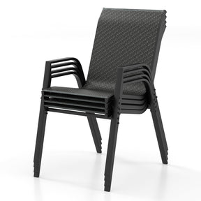 Patio Rattan Chairs Set of 4, Stackable Dining Chair Set with Wicker Woven Backrest & Seat