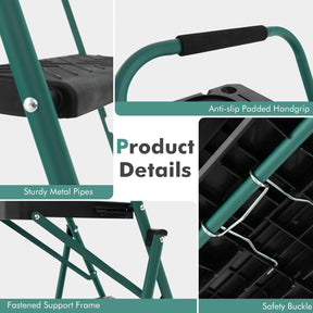 Folding Step Ladder, 4-Step Ladder w/Tool Tray, Non-Slip Footpads & Pedals