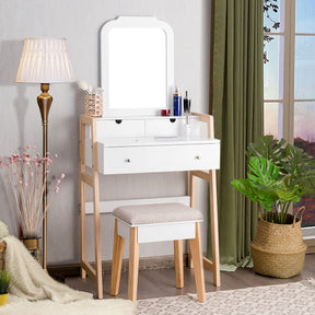Giantex Vanity Set, Makeup Vanity Table w/ 3 Drawers & 2-Tier Tabletop