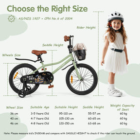 36 cm & 40 cm & 46 cm Kid’s Bike with Training Wheels Adjustable Handlebar & Seat