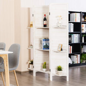 Giantex 4-Panel Room Divider, Portable Partition Screen w/Removable Storage Shelves