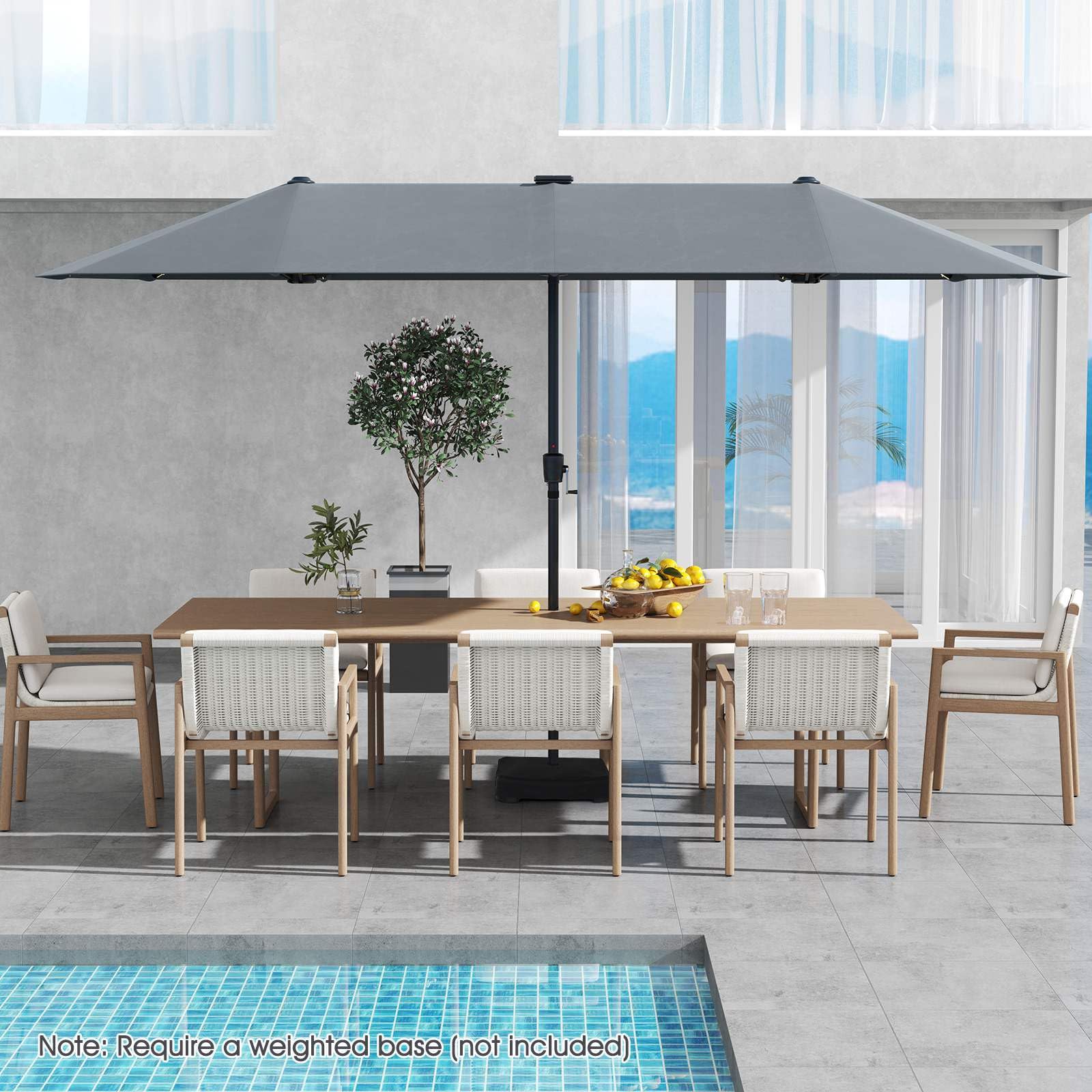 3.9 m Large Patio Umbrella w/LED Solar Lights