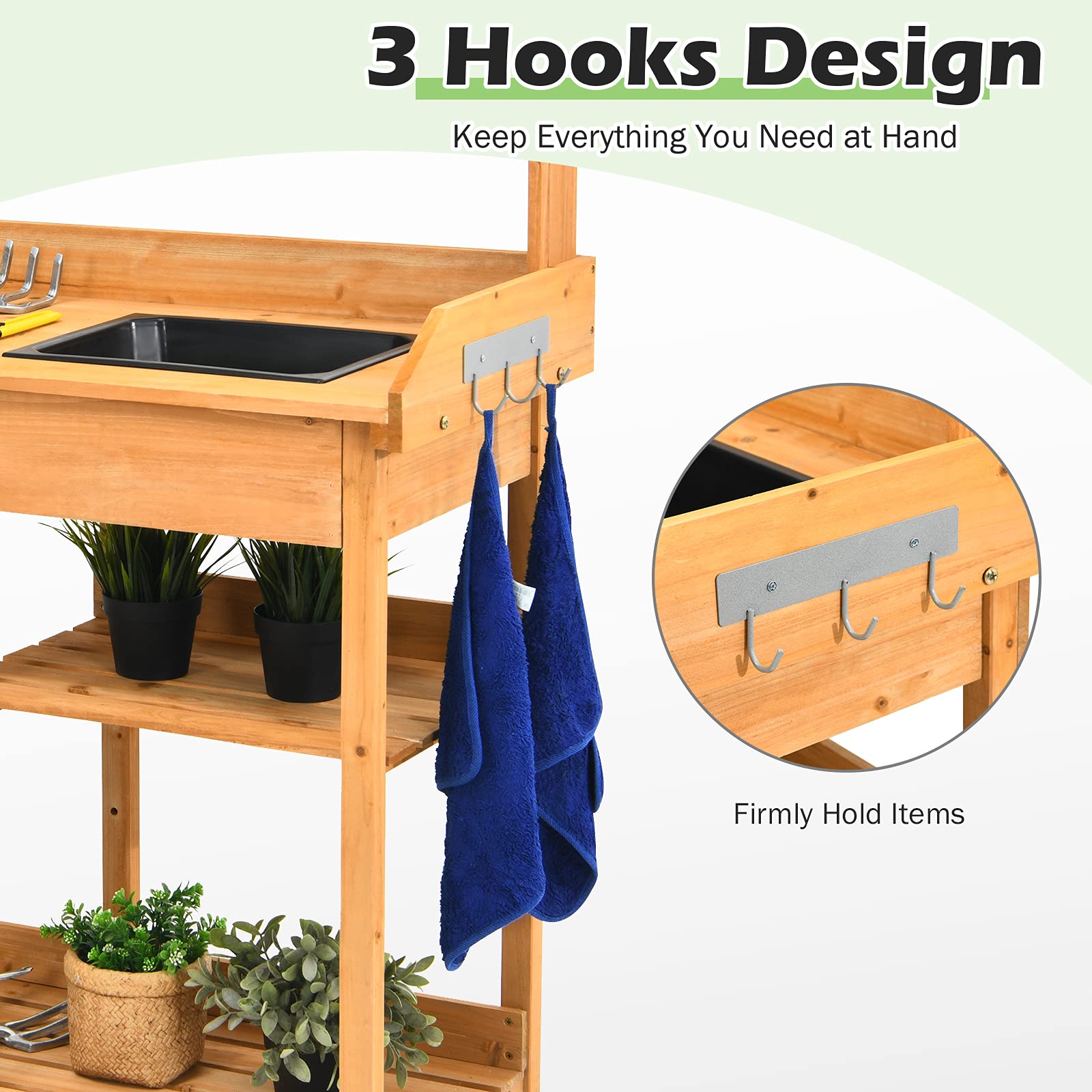 Giantex Garden Potting Bench Table, Wooden Potting Work Table