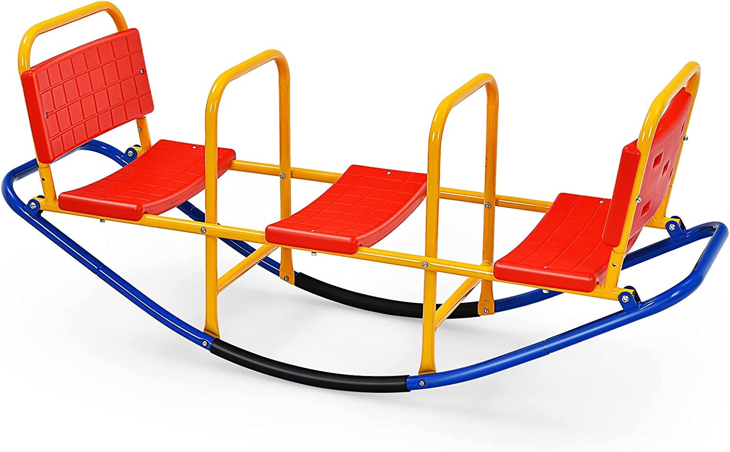 Kids Seesaw Teeter Totter, Metal Rocking Seesaw Heavy Duty Indoor Outdoor Playground Equipment for Toddlers