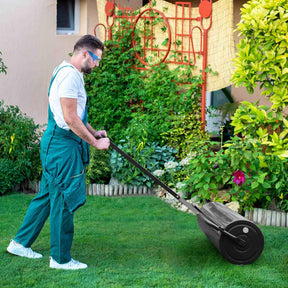 Metal Lawn Roller, Push/Tow-Behind Lawn Roller, 63L Water/Sand-Filled Sod Roller with Detachable Gripping Handle