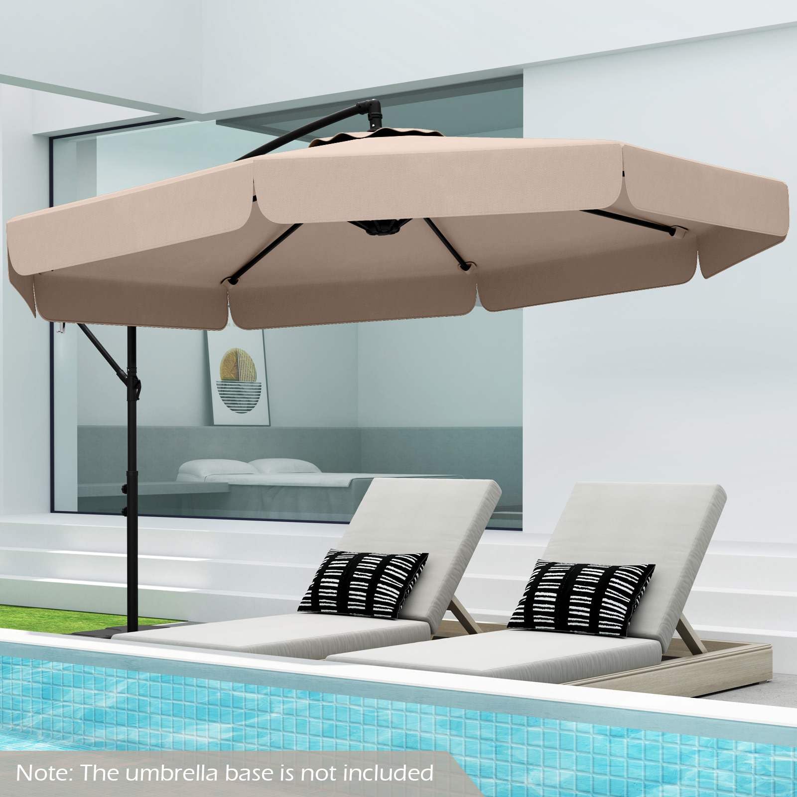 3m Offset Hanging Umbrella with Cover Patio Cantilever Umbrella w/Easy Tilt Adjustment