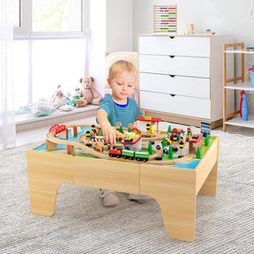 HONEY JOY Wooden Train Table Set