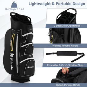 Golf Cart Bag, Golf Club Bag w/ 15 Way Top Dividers Including Individual Putter