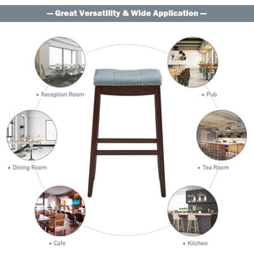 Giantex 74cm Saddle Bar Stools Set of 2, Backless Nailhead Bar Stool