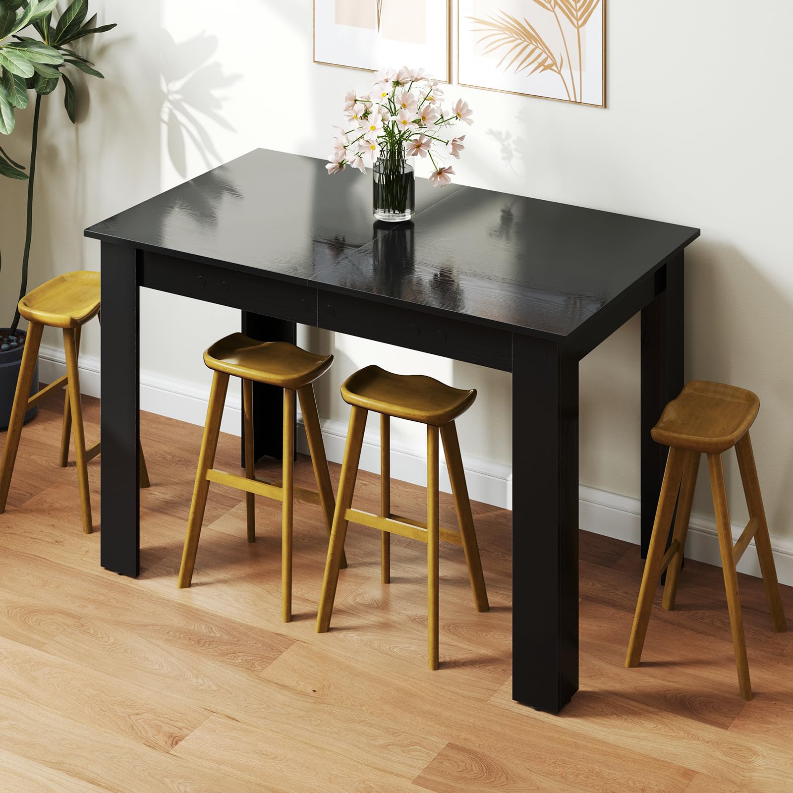 Extendable Dining Table Kitchen Industrial Table w/ Adjustable Tabletop