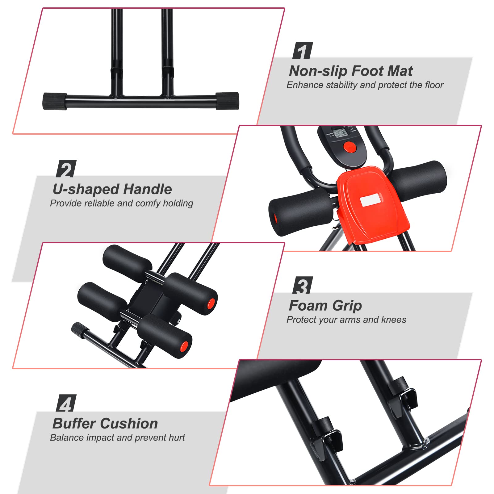 Abdominal Cruncher Machine Foldable Core Abdominal Trainer, AB Workout Machine with 3 Adjustable Levels