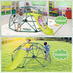 Kids Climbing Dome & Play Set, Geometric Dome Climber with Slide, Fabric Cushion, 150 KG Load Capacity