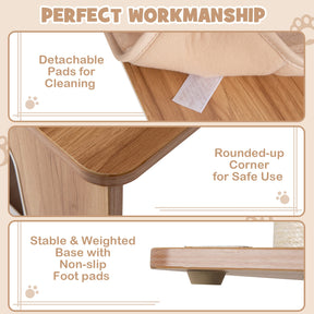 Modern Cat Tree for Indoor Cats, Multi-Level Tall Cute Cat Tree with 2 Top Plush Perches