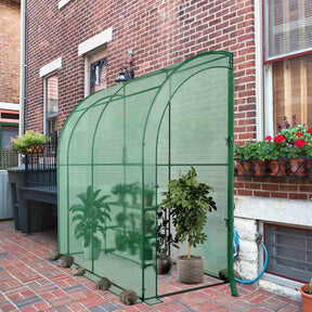 215 cm Portable Lean-to Walk-in Wall Greenhouse w/ Weatherproof PE Cover Outdoor