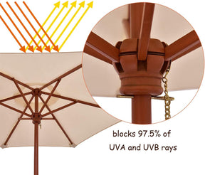 Kids Picnic Table, Wooden Table & Bench Set w/Removable & Foldable Umbrella, Toddler Patio Set for Backyard