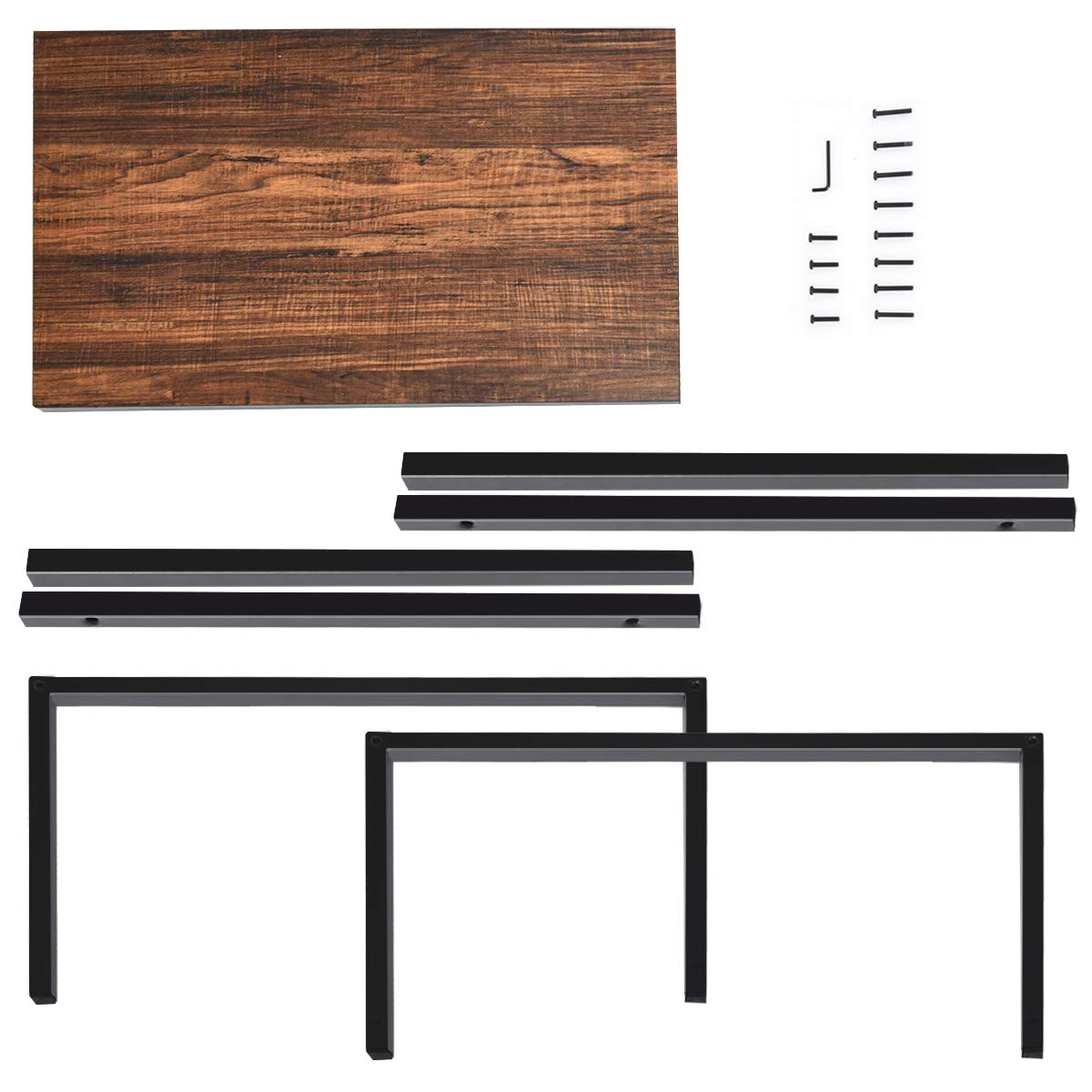 Snack Side Table, C-Shaped End Table for Sofa Couch, Bed, Wood Look Finish and Steel Frame, Space-Saving for Small Spaces