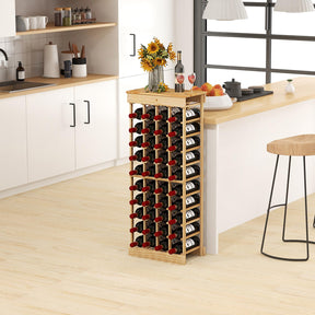 Giantex 40 Bottles Modular Wine Rack, Solid Wood Wine Bottle Holder with Anti-toppling Device
