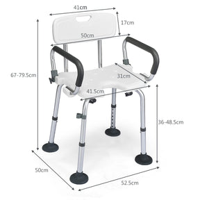 Non-Slip Shower Chair with Shower Buckle and U-Shaped Cutout