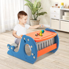 HONEY JOY Convertible Kids Activity Table Set, Multi-Functional Angle-Adjustable Toddler Easel w/Erasable Whiteboard, Whale Shape