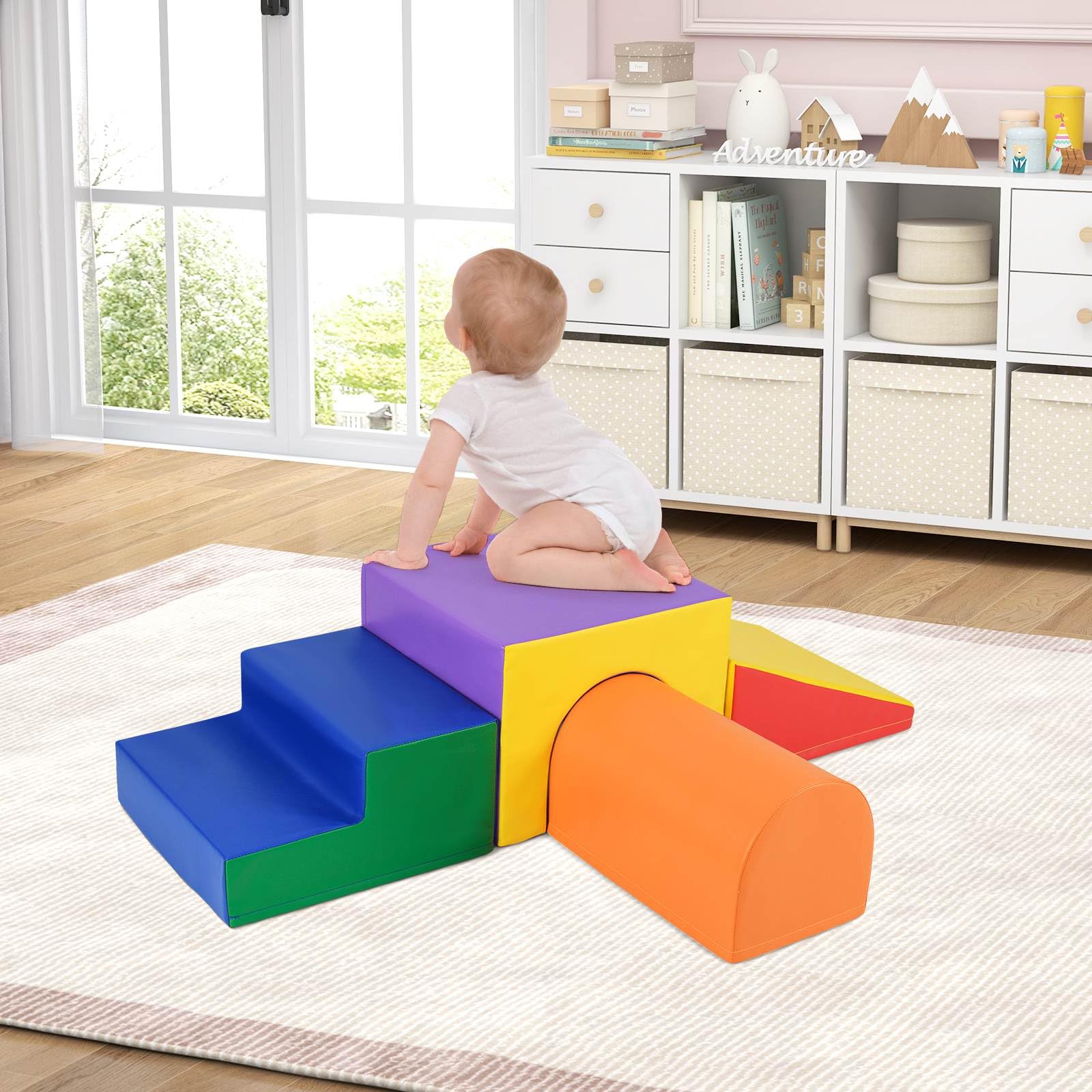 BABY JOY 4-Piece Kids Climb and Crawl Foam Block Play Set, Toddler Soft Building Blocks