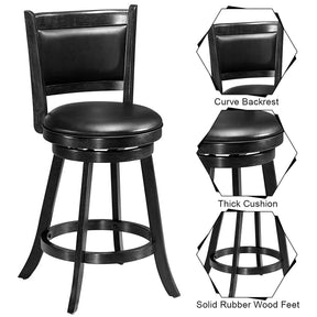 Giantex Bar Stools Set of 2, Accent Wooden Swivel Barstool Backed Dining Chair