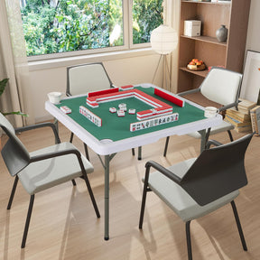 Giantex 90cm Folding Mahjong Table, 4 Player Game Card Table w/Cup Holders & Smooth Felt Mat