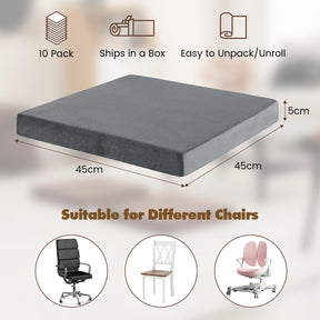 Giantex 10 Pack Seat Cushions Gel Memory Foam Infused Square Chair Pads