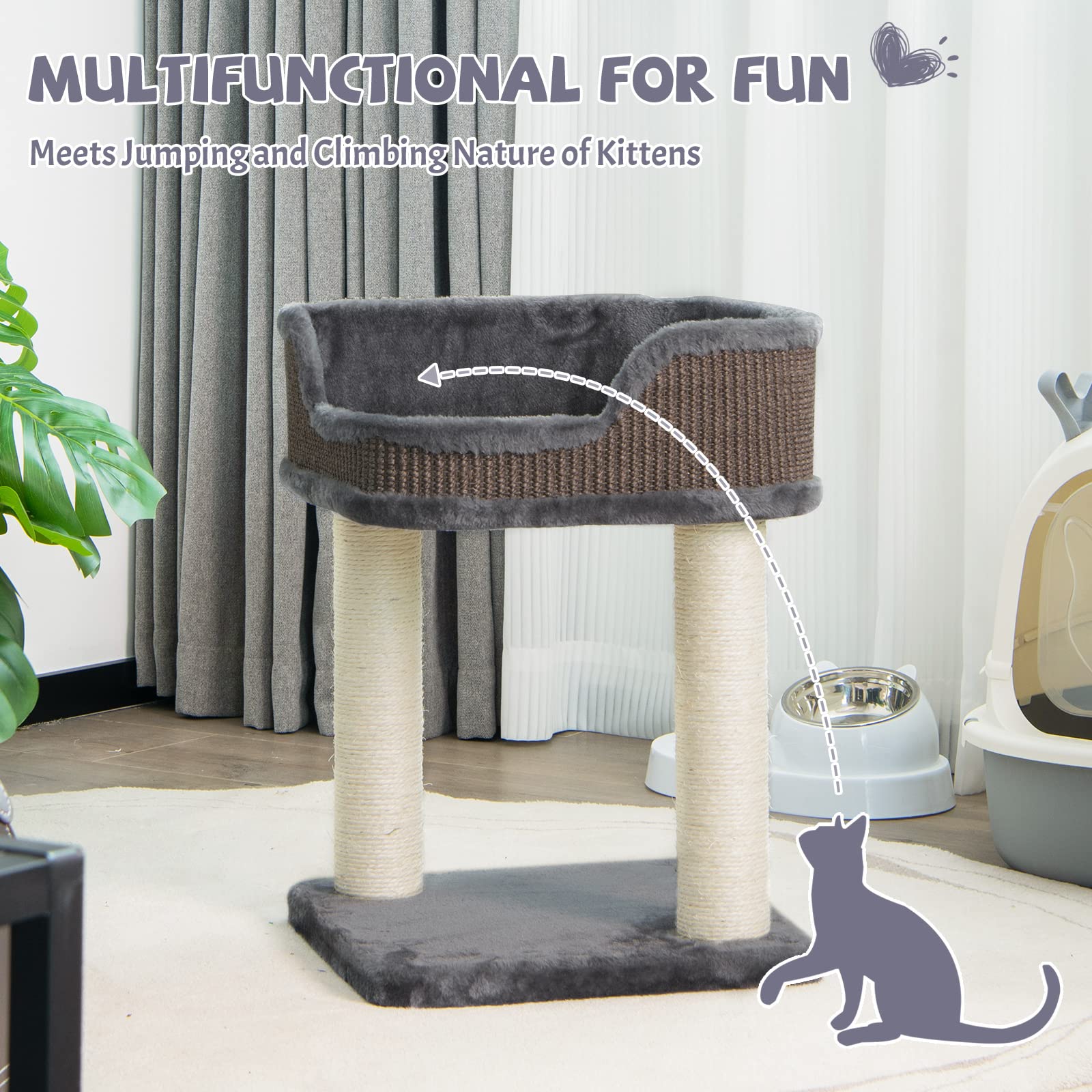 Compact Cat Tree Tower for Scratching, Relaxing & Sleeping